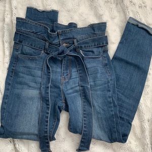 Skinny High Waisted Paper Bag Jeans